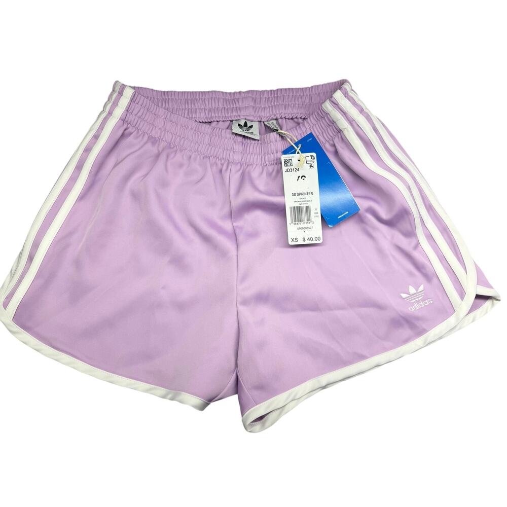 adidas Lilac / White 3-Stripes Athletic Shorts